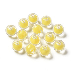Transparente Acryl Perlen, Perle in Perlen, Runde, Gelb, 7.5x7 mm, Bohrung: 2 mm, etwa: 2083 Stk. / 500 g