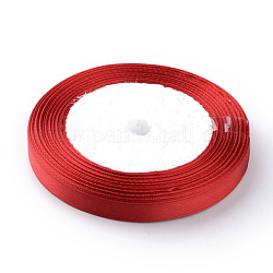 Ruban de satin simple face haute densité, Ruban de polyester, ruban de noël, rouge, 1-1/2 pouce (38~40 mm), environ 50 yards / rouleau, 5 rouleaux / groupe
