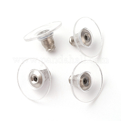 Plastic Ear Nuts, Earring Backs, with 304 Stainless Steel Findings, Stainless Steel Color, 11.5x6mm, Hole: 0.8mm