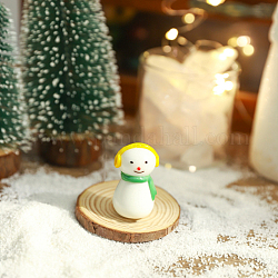 Mini adornos de muñeco de nieve de vidrio con tema navideño, para decoraciones de exhibición de escritorio en el hogar, amarillo, 40x24mm