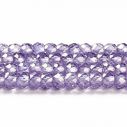 Brins de perles de zircon cubique, facettes rondelle, support violet, 3x2mm, Trou: 0.6mm, Environ 164~172 pcs/chapelet, 14.57~14.88 pouce (37~37.8 cm)
