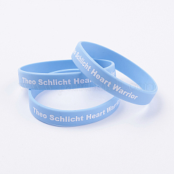 Bracciali in silicone ispirati ai braccialetti, bracciali cordone, con la parola theo schlicht guerriero cuore, cielo azzurro, 2-3/8 pollice (60 mm), 12x2mm