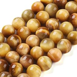 Natürlichen Tigerauge Perlen Stränge, gefärbt, Runde, dunkel Goldrute, 10 mm, Bohrung: 1 mm