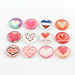 Half Round/Dome Heart Pattern Glass Flatback Cabochons for DIY Projects, Mixed Color, 10x3.5mm