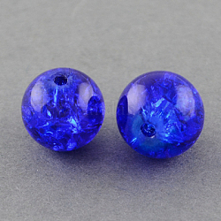 Spray Painted Crackle Glass Beads Strands, Round, Blue, 16mm, Hole: 1.3~1.6mm, about 50pcs/strand, 31.4inch