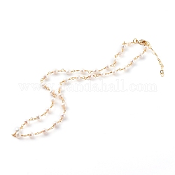 Натуральный жемчуг бисера ожерелья, с латунными карабин-лобстерами , круглые, золотые, белые, 17.68 дюйм (44.9 см)