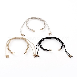 Fabrication de bracelets de perles tressés en fil de polyester réglable, avec 304 anneaux en acier inoxydable et perles en laiton, or, couleur mixte, 6-1/4~11 pouce (16~28 cm), 3 pièces / kit