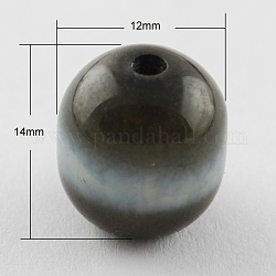 Opaque Resin Beads, Ink Painting Style, Column, Black, 14x12x12mm, Hole: 2mm