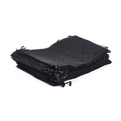 Bolsas de organza, con cintas, negro, 20x15 cm