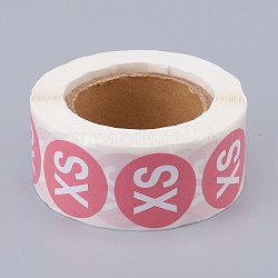 Selbstklebende Papiergrößenetiketten aus Papier, für Kleidung, Größe Tags, rund mit Größe xs, rosa, 25 mm, 500pcs / roll