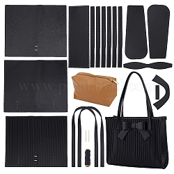 Наборы для изготовления сумок из искусственной кожи с бантом своими руками, включая плечевые ремни, потоки, иглы, чёрные, 33x28x12 см