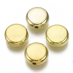 Abalorios de plástico CCB, para la fabricación de la joya diy, plano y redondo, dorado, 9x4mm, agujero: 1.2 mm