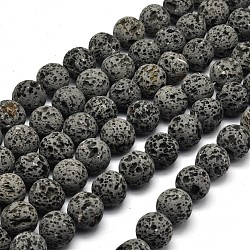 Fili di perle di roccia lavica naturale non cerati, tondo, 14~15mm, Foro: 1.5 mm,circa28pcs/filo, 15.5 pollice