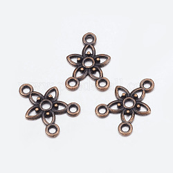 Chandelier Component Links, 3 Loop Connectors, Lead Free and Cadmium Free, Alloy, Star, Red Copper Color, about 17.5mm long, 12mm wide, 2mm thick, hole: 1.5mm