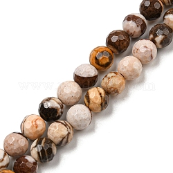Chapelets de perles en zèbre naturel, facetté (128 facettes), ronde, 6~7mm, Trou: 1mm, Environ 59~60 pcs/chapelet, 14.96~15.16 pouce (38~38.5 cm)