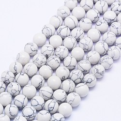 Chapelets de perles en howlite synthétique, teinte, ronde, 8mm, Trou: 1mm, Environ 48 pcs/chapelet, 15.74 pouce