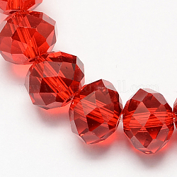 Red Color Faceted Rondelle Handmade Imitate Austrian Crystal Glass Beads, 10x7mm, Hole: 1mm, about 70~72pcs/strand