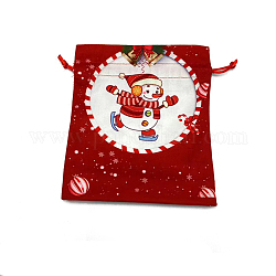 Рождественские мешочки с кулиской из ткани с принтом, прямоугольные подарочные пакеты для хранения, принадлежности для рождественской вечеринки, огнеупорный кирпич, 18x16 см
