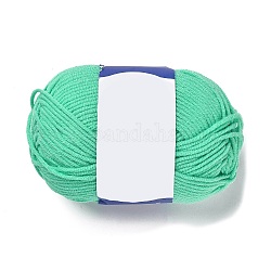 Hilo de fibra acrílica para tejer algodón con leche, hilo de crochet de 5 cabo, hilo de aguja punzonada, aguamarina, 2mm