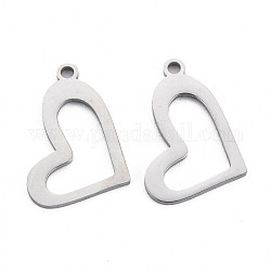 304 Stainless Steel Pendants, Laser Cut, Heart, Stainless Steel Color, 15x20x1mm, Hole: 1.6mm