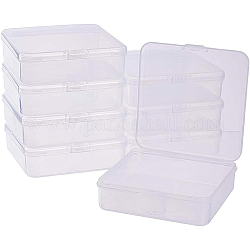 Kunststoff-Kügelchen Container, Viereck, Transparent, 10.7x10.7x3.4 cm, Innengröße: 10.4x10.4x3.1 cm, 8 Stück / Karton