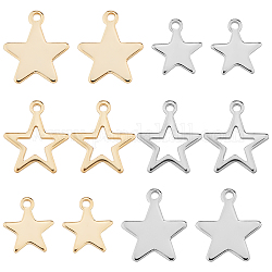 SUNNYCLUE 1 Box 120Pcs 6 Style Star Charms Bulk Stainless Steel Five-Pointed Star Pentagram Charm Hollow Double Sided Planet Small Charms for Jewelry Making Charm Earring Nail Art DIY Supplies Adult