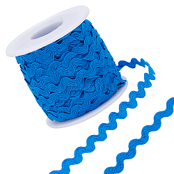 Borde de flecos de flexión de ondas gorgecraft, cinta de coser, con carretes vacíos de plástico, azul, 3/16 pulgada ~ 3/8 pulgadas (5~8.5 mm), aproximamente 25 m / cadena, 1 hebra