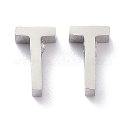 304 Stainless Steel Charms, Alphabet, Stainless Steel Color, Letter.T, 8x5x3mm, Hole: 1.8mm