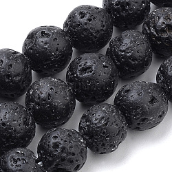 Natural Lava Rock Beads Strands, Dyed, Round, 16mm, Hole: 1mm, about 24pcs/strand, 15.7 inch