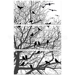 GLOBLELAND 3Pcs Branches and Birds Theme Decor Transfers 6x12inch Furniture Transfer Stickers Rub on Transfer Stickers Wall Art Decals for Bedroom Living Room Desk Table Decoration