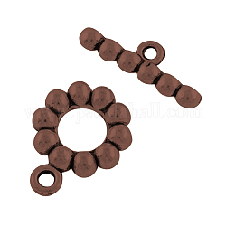 Tibetan Style Alloy Ring Toggle Clasps, Lead Free & Nickel Free, Red Copper, Ring: 18.5x14x2.5mm, Hole: 2mm, Bar: 20x6x3mm, Hole:2mm, about 470pcs/1000g