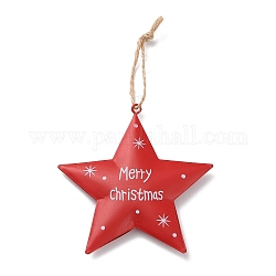 Christmas Theme Iron Big Pendant Decoration, Hemp Rope Christmas Tree Party Hanging Ornaments, Star, 175mm