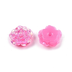 Undurchsichtige ABS-Kunststoffperlen, Hälfte gebohrt, Blume, neon rosa , 15x16x6.5 mm, Bohrung: 1.2 mm