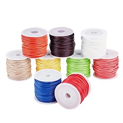 9 rouleaux de cordons polyester ciré 9 couleurs, pour la fabrication de bijoux, couleur mixte, 1.5mm, environ 10 m / bibone , 1roll / couleur