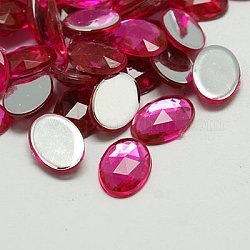 Imitation Taiwan Acrylic Rhinestone Cabochons, Faceted, Flat Back Oval, Camellia, 18x13x4mm, about 500pcs/bag