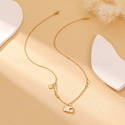 Ожерелье с подвеской из натуральной ракушки кролика и цепочками из нержавеющей стали, золотые, 15.75 дюйм (40 см)