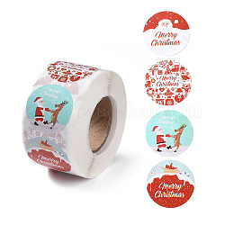 4 Patterns Christmas Round Dot Self Adhesive Paper Stickers Roll, Christmas Decals for Party, Decorative Presents, Red, 25mm, about 500pcs/roll
