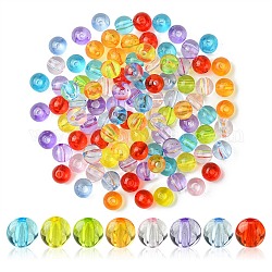 Transparente Acryl Perlen, Runde, Mischfarbe, 8x7 mm, Bohrung: 2 mm, ca. 100 Stk. / 27 g