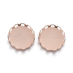 304 Stainless Steel Cabochon Settings, Lace Edge Bezel Cups, Flat Round, Rose Gold, Tray:12mm, 13x3mm