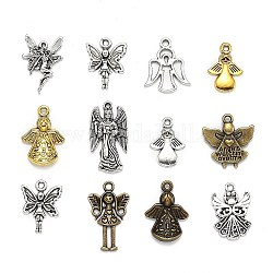 Tibetan Style Alloy Pendants, Angel & Fairy, Mixed Style, Nickel Free, Mixed Color, 15~80x13~53x1~8mm, Hole: 1~3mm