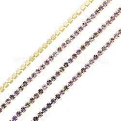Cadenas de strass Diamante de imitación de bronce, cadena de copa de rhinestone de color ab, crudo (sin chapar), amatista luz ab, 2x1.5mm, aproximadamente 18.70 pie (5.7 m) / hilo