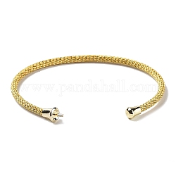 Fabrication de bracelet manchette en acier inoxydable, avec accessoire en laiton de ton doré, pour la moitié de perles percées, or, diamètre intérieur: 1-3/4x2-3/8 pouce (4.6x6 cm), pin: 1 mm