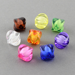 Transparente Acryl Perlen, Perle in Perlen, Rhombus, Mischfarbe, 13x16x16 mm, Bohrung: 2 mm, ca. 730 Stk. / 500 g