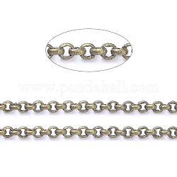 Brass Rolo Chains, Belcher Chains, Soldered, with Spool, Cadmium Free & Nickel Free & Lead Free, Antique Bronze, 1x0.4mm, about 16.4 Feet(5m)/roll