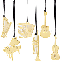Craspire segnalibri in ottone 12 pz 6 stili con nappa, segnalibri per strumenti musicali per gli amanti della musica, oro, 141~167mm, ciondoli:44~75x18~46x0.2mm, 2pcs / style