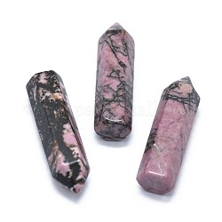 Natural Rhodonite Pointed Beads, Healing Stones, Reiki Energy Balancing Meditation Therapy Wand, No Hole/Undrilled, For Wire Wrapped Pendant Making, Bullet, 36.5~40x10~11mm