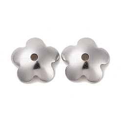 5-Petal 304 Stainless Steel Bead Caps, Flower, Stainless Steel Color, 7.5x8x2mm, Hole: 1mm