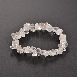 Braccialetti elasticizzati con perline di cristallo di quarzo naturale, 1-3/4 pollice (4.5 cm)