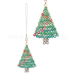 Decorazioni natalizie pendenti con perline di semi di vetro, ornamenti pendenti in filo di nylon intrecciato, albero di Natale, 128mm