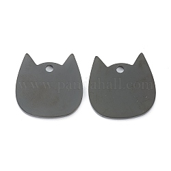 304ステンレス鋼レーザーカットペンダント  空白タグのスタンプ  猫の頭  ガンメタ色  19x19x1.5mm  穴：2mm